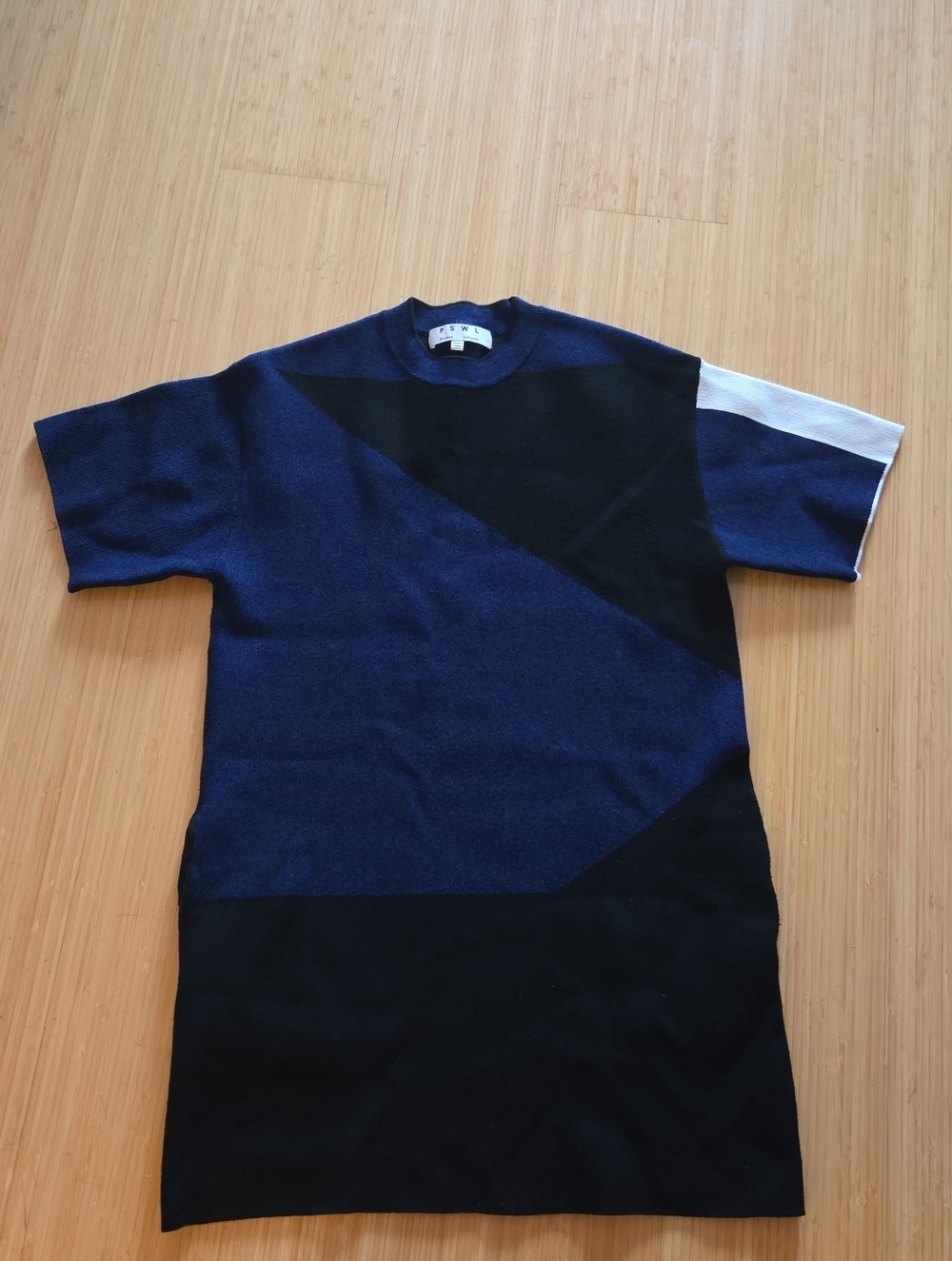 Womens Compact Knit Colorblock Short-Sleeve Knit Dress - Navy / Black / White